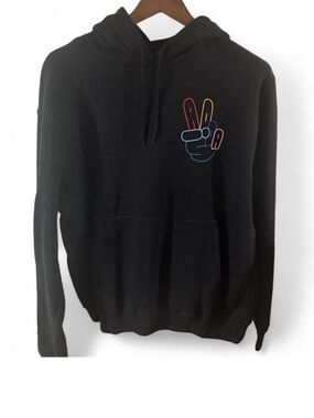 NWT Men’s Adidas Peace Sign Black Hoodie Sweatshirt Size Large